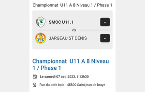 Championnat 	U11 A 8 Niveau 1 / Phase 1
