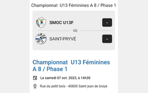 Championnat 	U13 Féminines A 8 / Phase 1